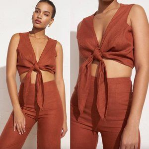 Faithfull the Brand Dalaila Tie Top Plain Spice